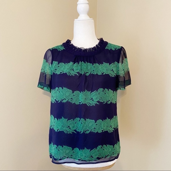 J. Crew 100% Silk Chiffon Ruffle Neck  Top - 2 - Picture 15 of 15